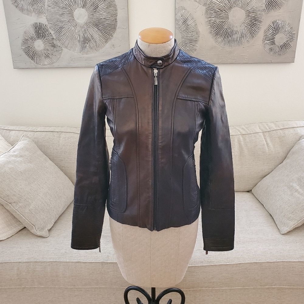 Bernardo Leather Scuba Jacket sz XS in Bronze